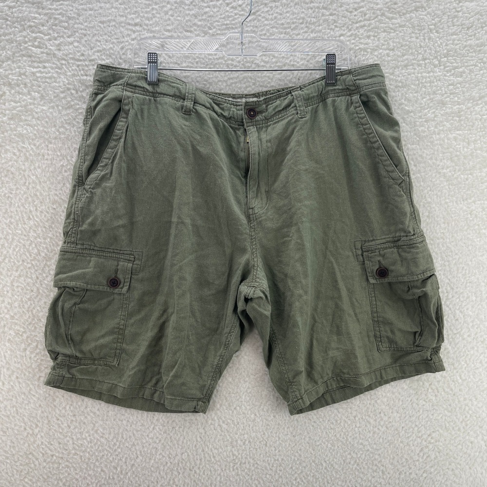 Lucky Brand Cargo Shorts Mens 38 Green Linen Outdoor Preppy Gorpcore Hiking